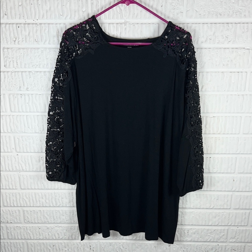 Jessica London Black Lace Sleeve Top